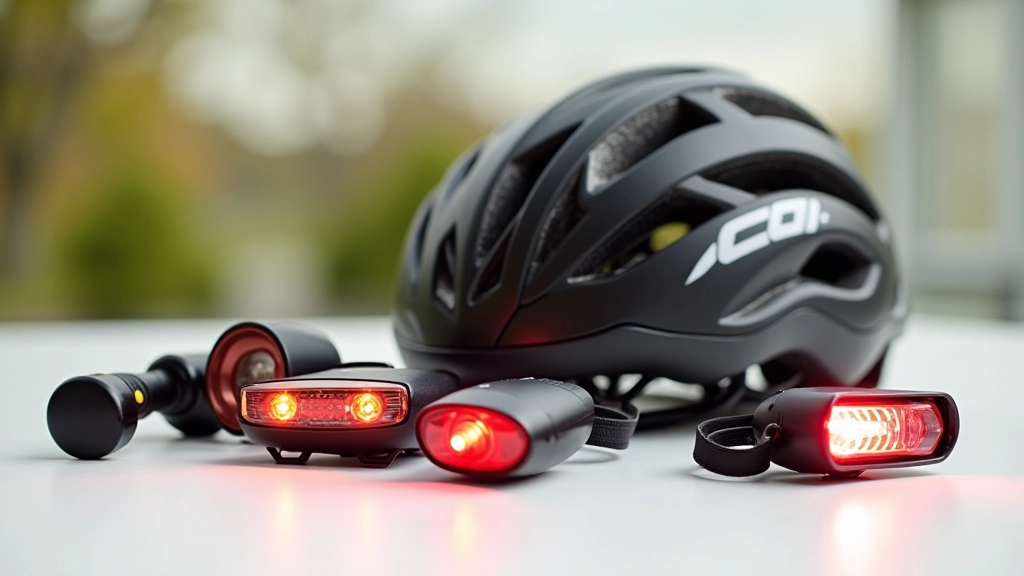 Kvalitní cyklistická přilba a bezpečnostní vybavení na stole